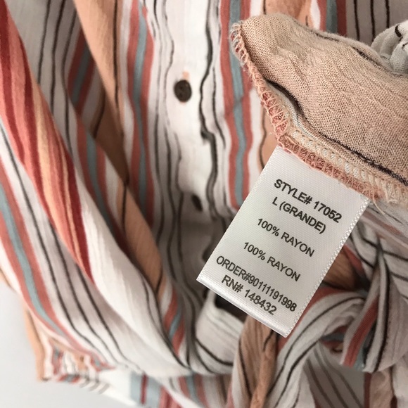 Becaal multicolor stripe tie off shoulder crop top - Picture 6 of 7